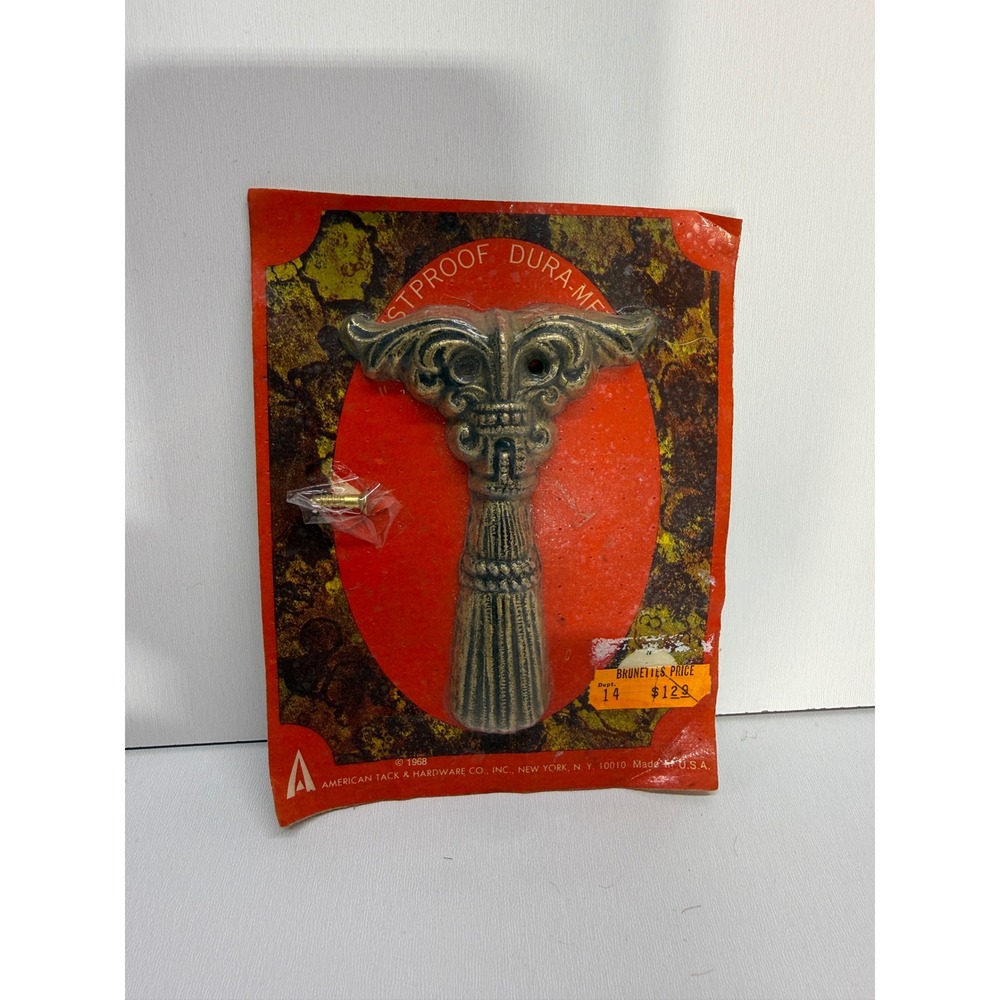 Vintage 1968 American Tack Hardware Deco Room Tassel Wall Hook Brass Dura-Metal